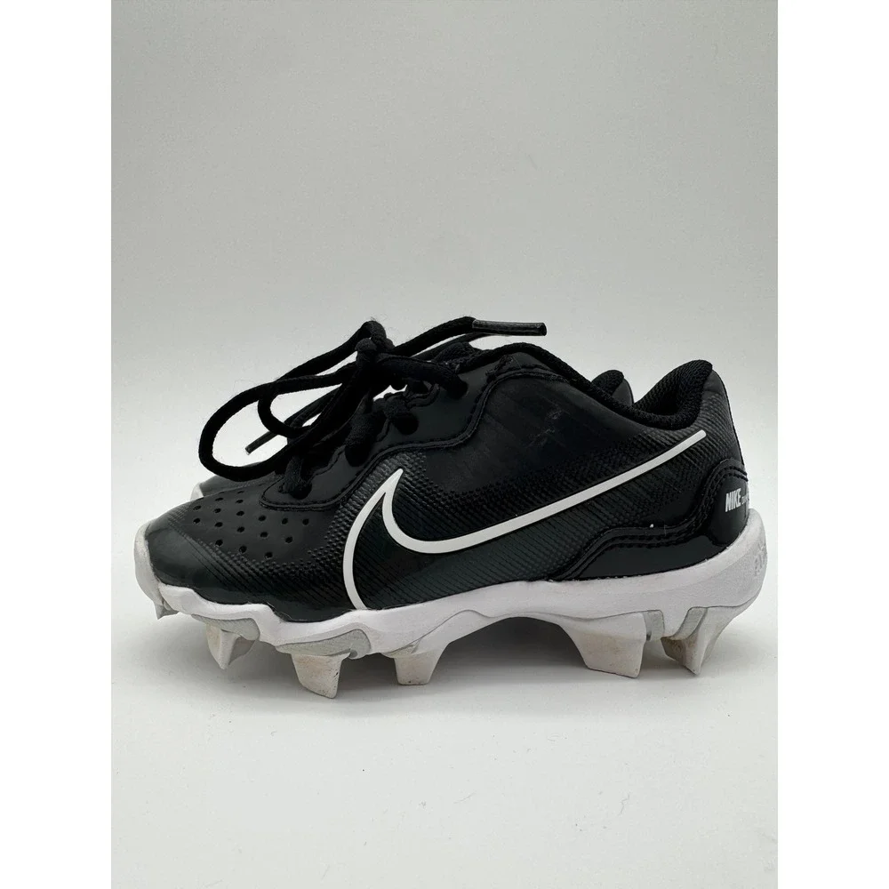 Nike Youth Size 10C Black White Baseball Cleats Kids Molded Cleats